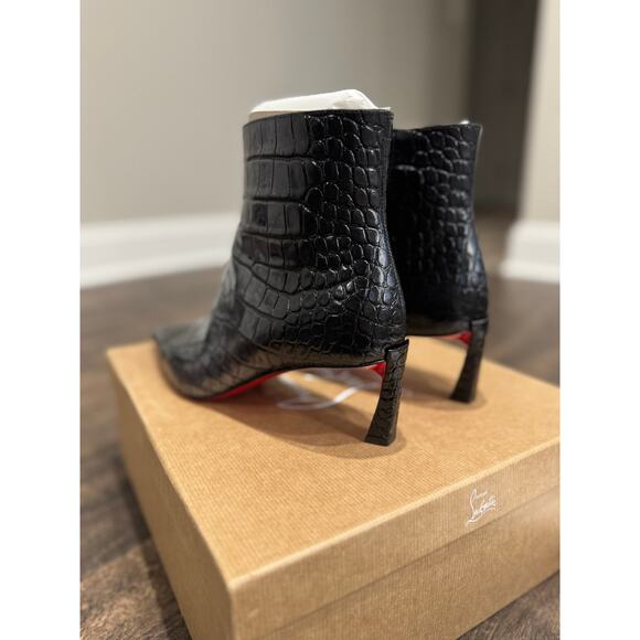 Christian Louboutin Condora Gunmetal Croc-Embossed Booties 55mm | New in Box - Picture 5 of 7